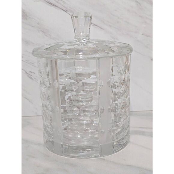 Unbranded Vintage Clear Heavy Lead Crystal Cookie Jar With Lid - Picture 2 of 9